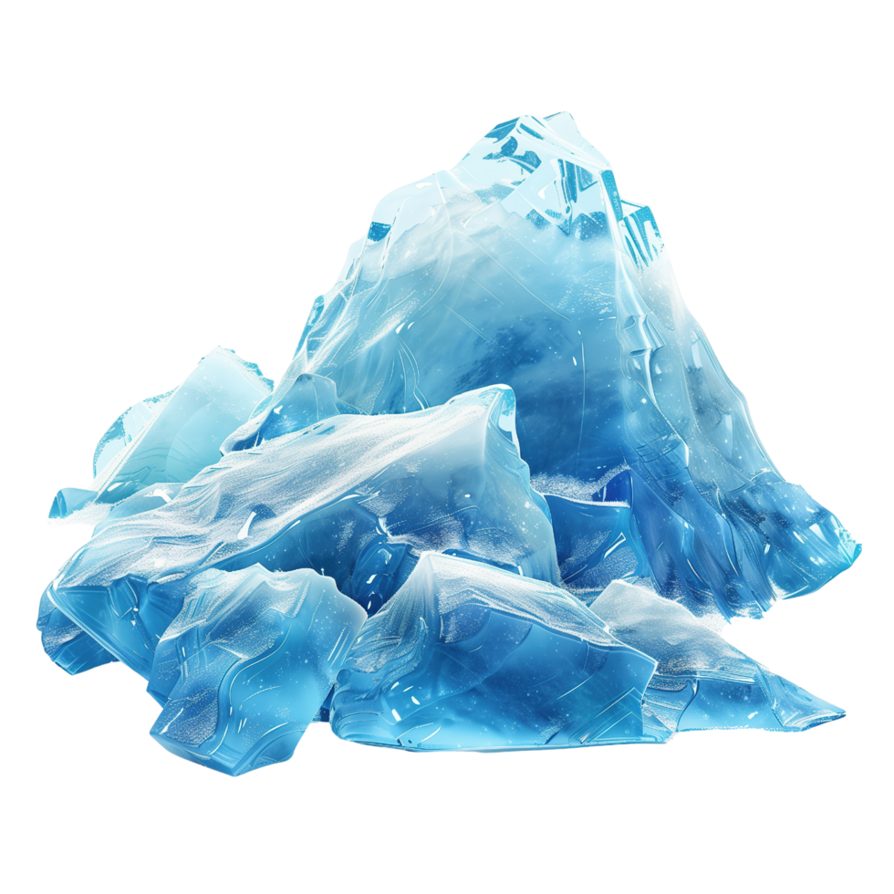 geleiras e iceberg peças, azul blocos do gelo, congeladas água e neve isolado em uma transparente fundo png