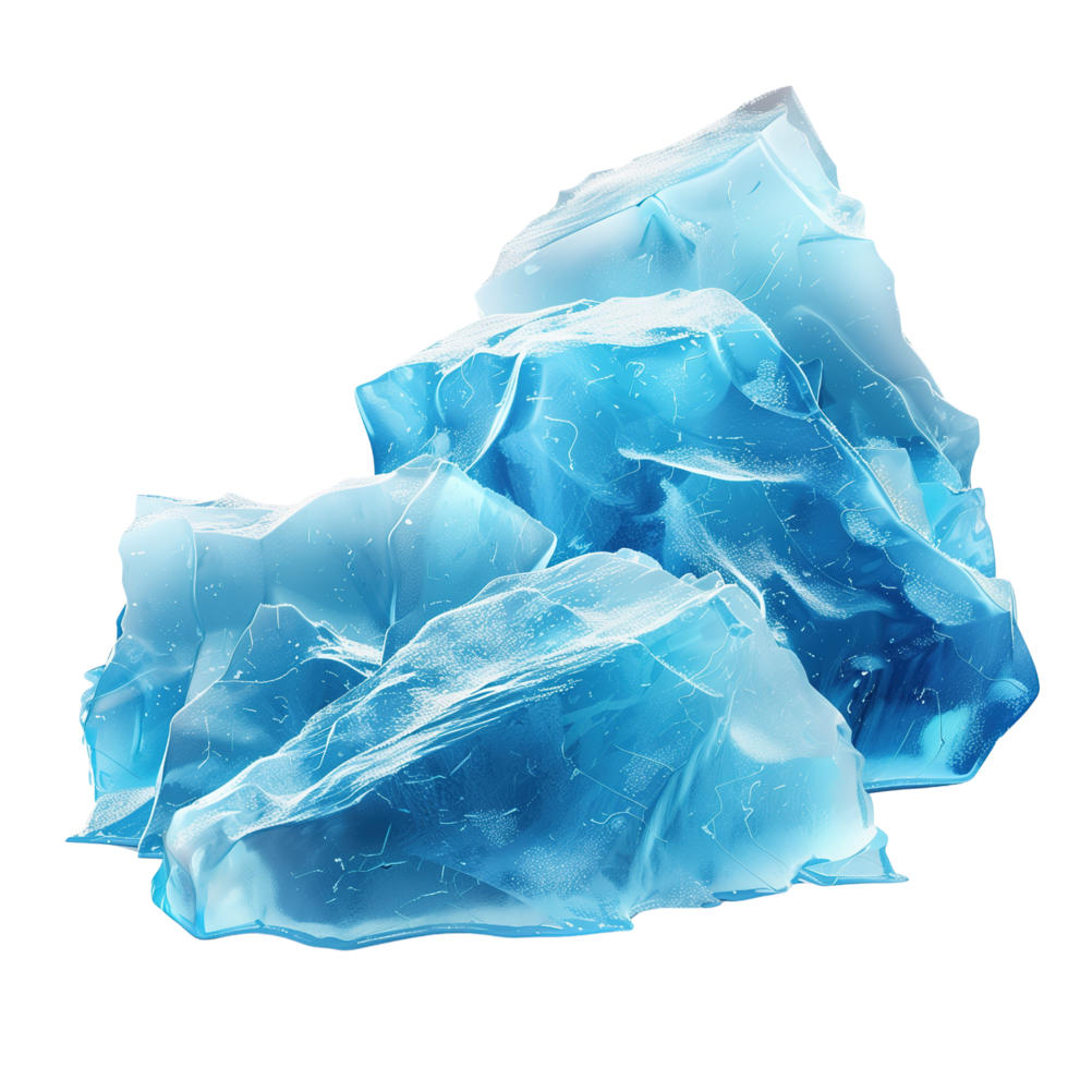 Glaciers and iceberg pieces, blue blocks of ice, frozen water and snow isolated on a transparent background png