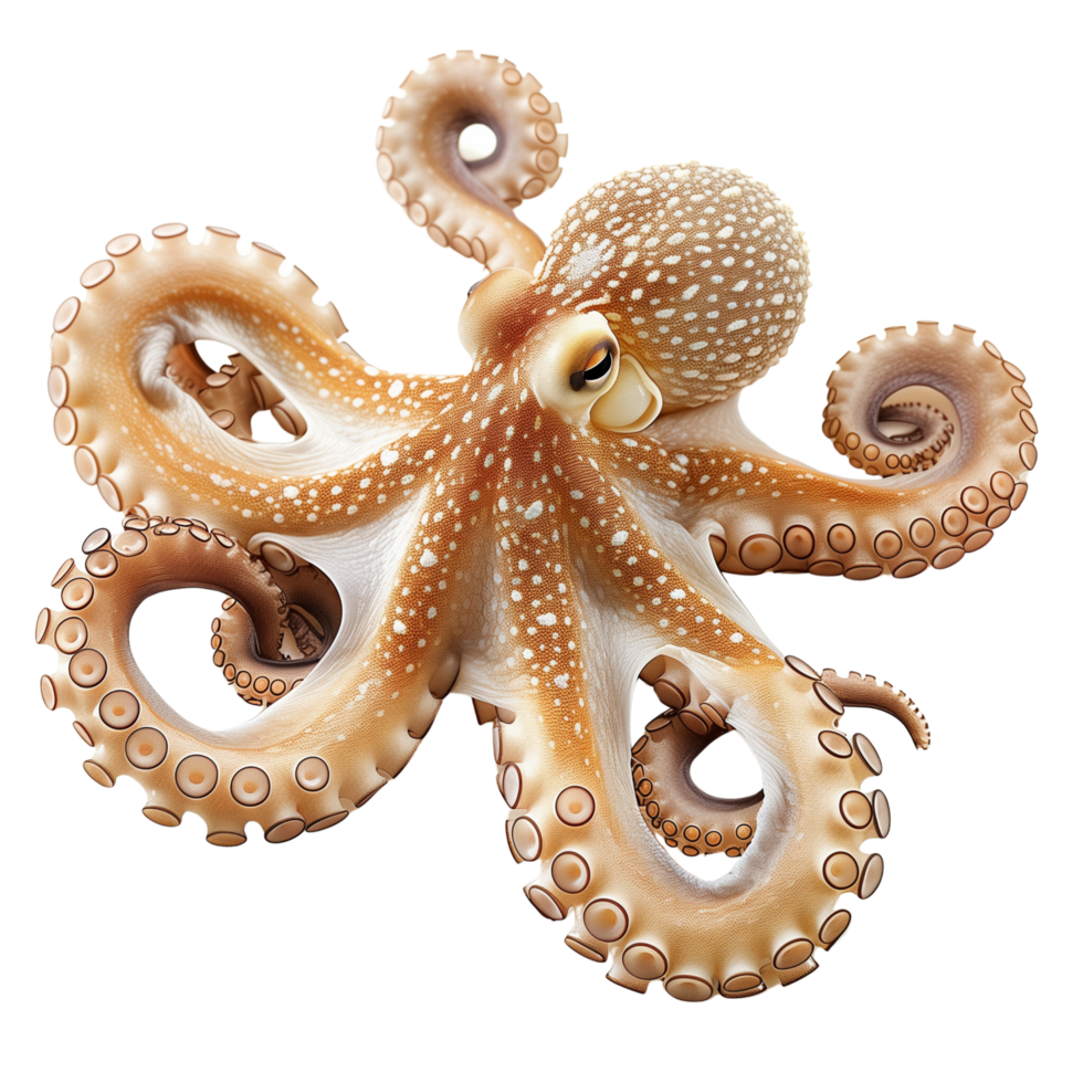 An octopus gracefully stretched out, isolated on a transparent background png