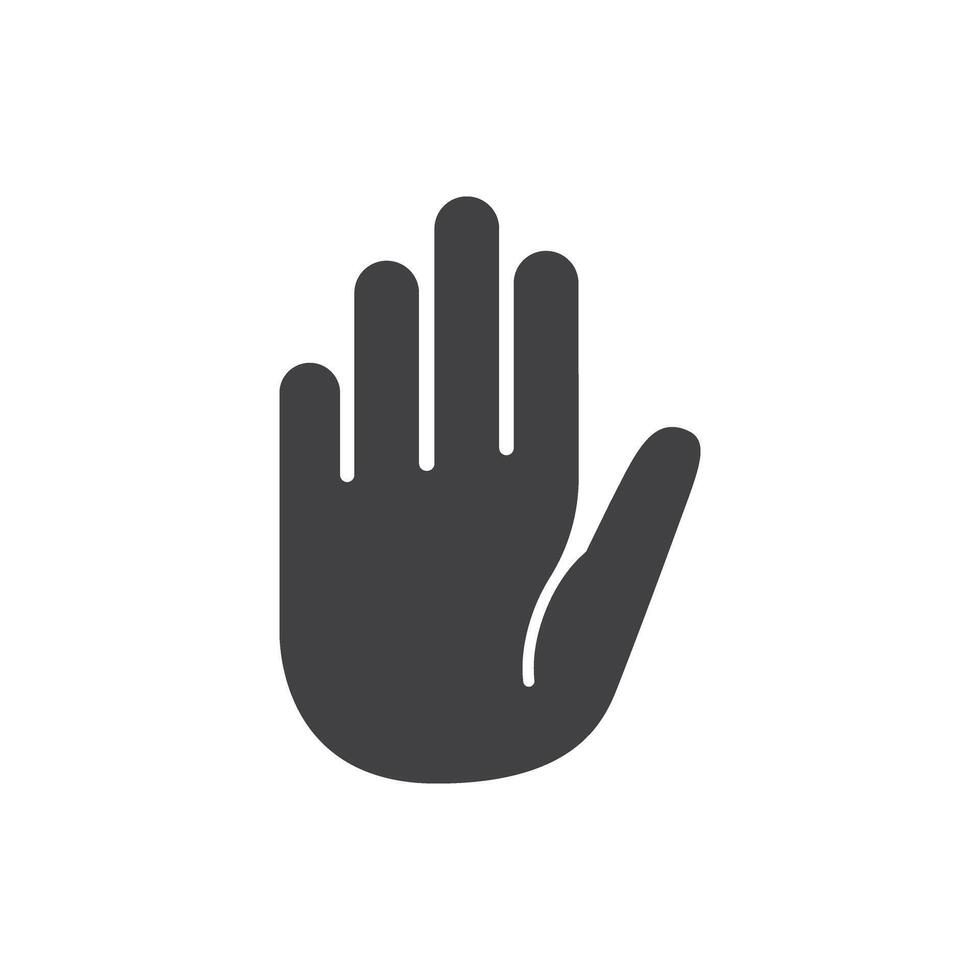 Stop sign with hand icon in flat style. Traffic control illustration on isolated background. Attention sign business concept. vector