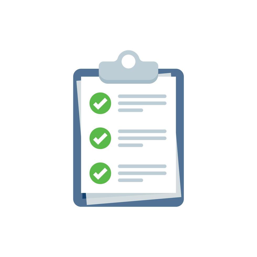 Clipboard with checklist icon in flat style. Planning and organization of work illustration on isolated background. Document sign business concept. vector