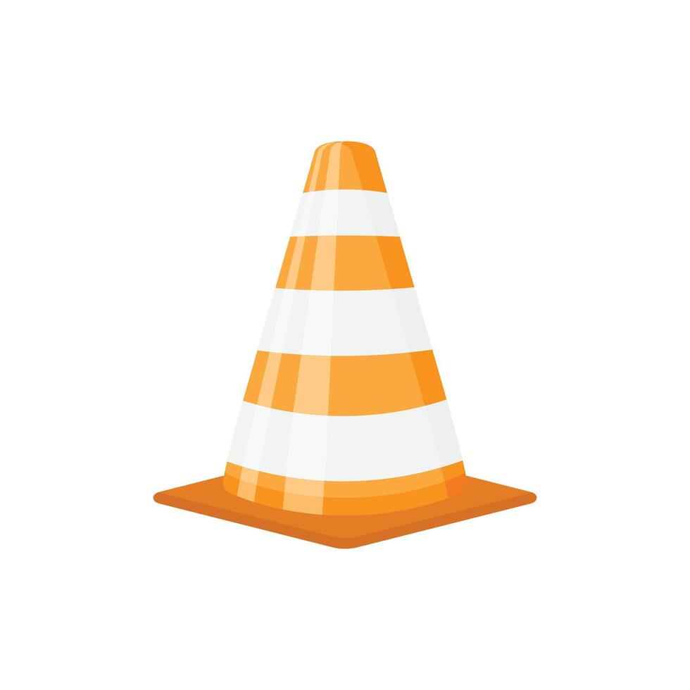 Traffic cone icon in flat style. Safety obstacle illustration on isolated background. Construction barrier sign business concept. vector