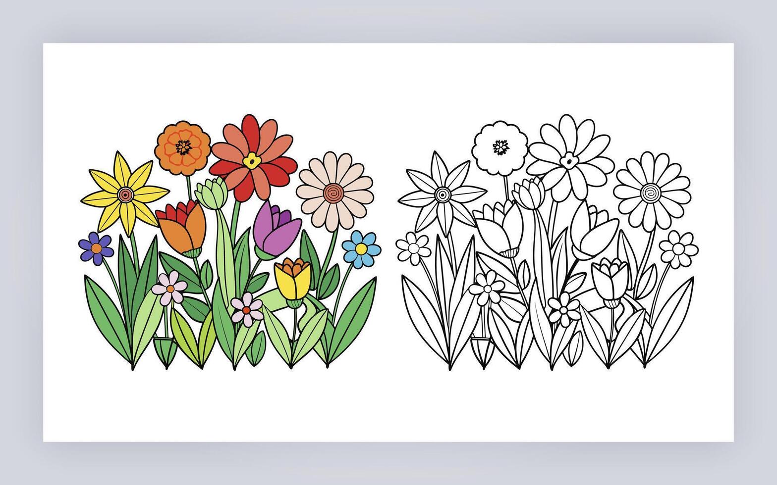 coloring pages with flowers and leaves vector
