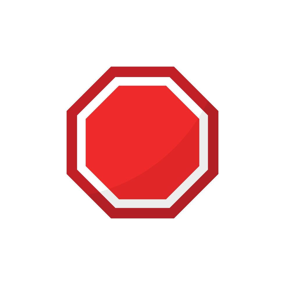 Stop sign icon in flat style. Traffic control illustration on isolated background. Blank attention sign business concept. vector