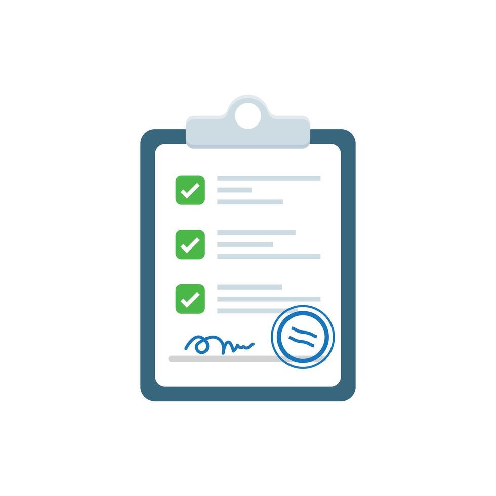 Clipboard with checklist icon in flat style. Planning and organization of work illustration on isolated background. Document sign business concept. vector
