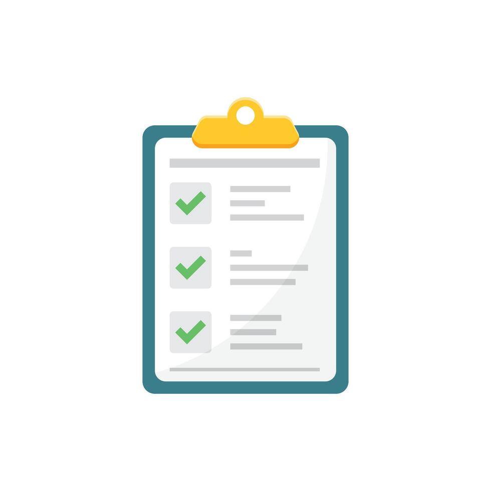 Clipboard with checklist icon in flat style. Planning and organization of work illustration on isolated background. Document sign business concept. vector