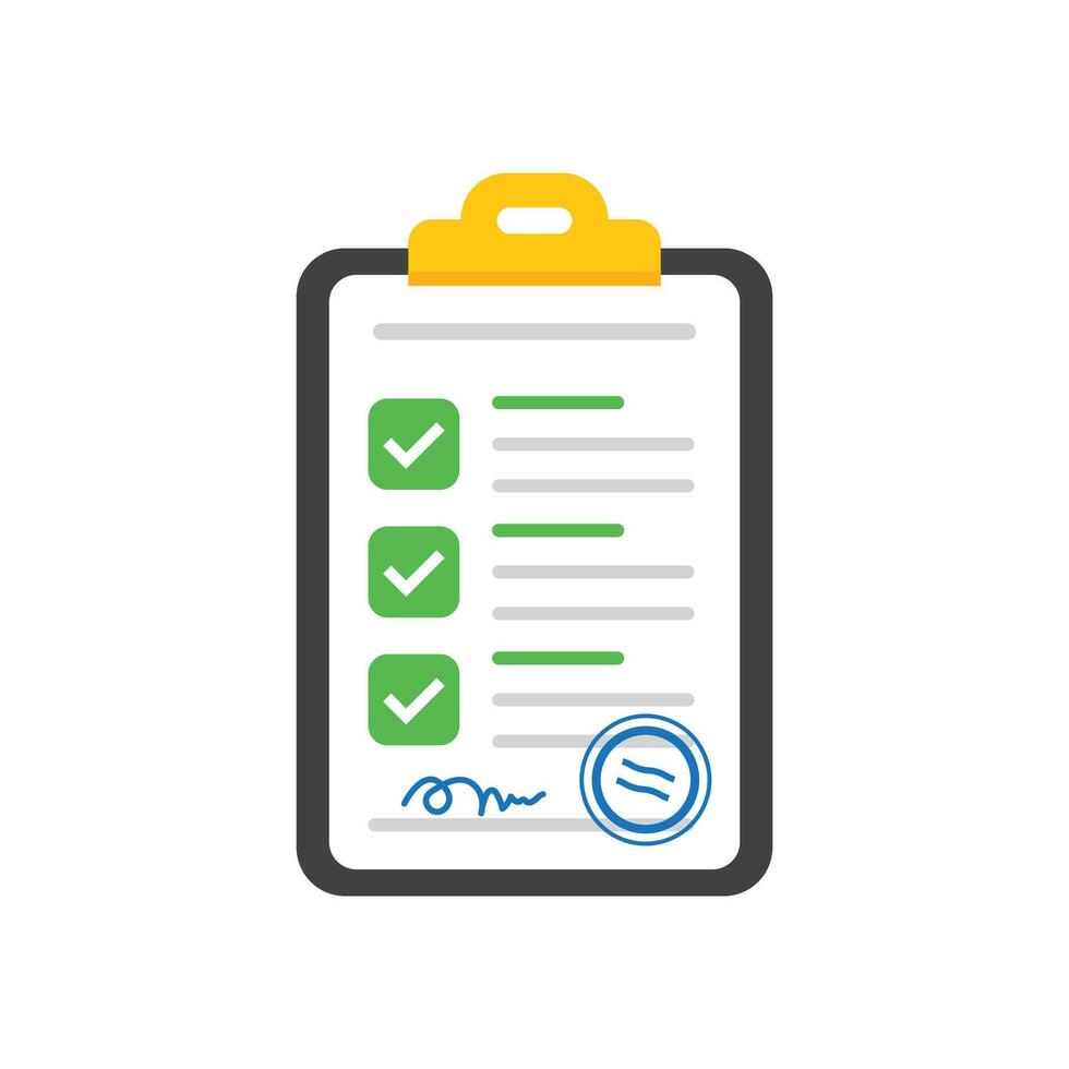 Clipboard with checklist icon in flat style. Planning and organization of work illustration on isolated background. Document sign business concept. vector