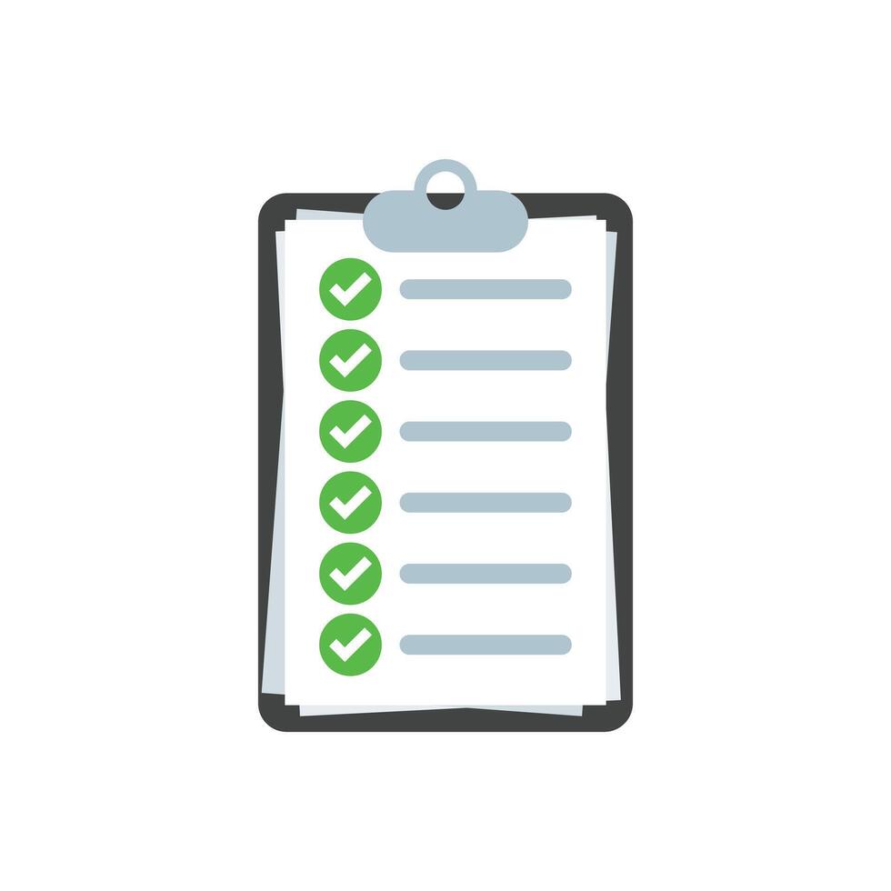 Clipboard with checklist icon in flat style. Planning and organization of work illustration on isolated background. Document sign business concept. vector