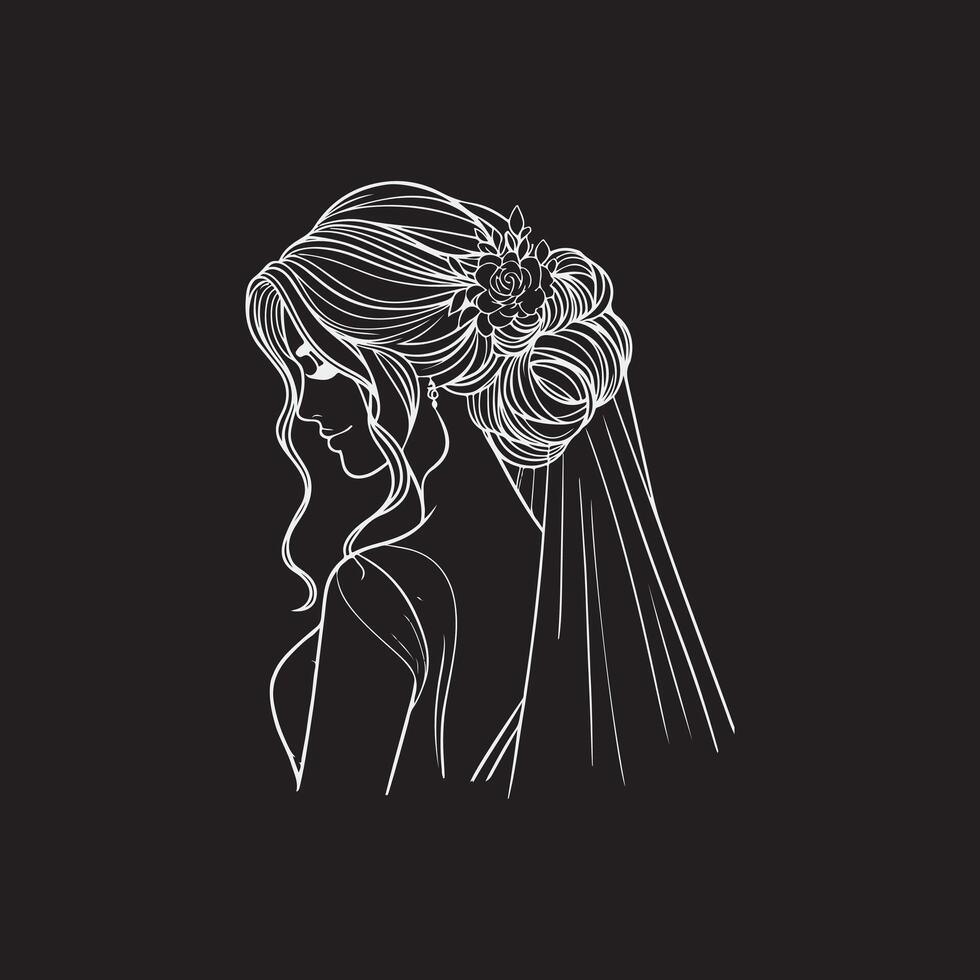 Continuous one line drawing of a wedding couple illustration. vector