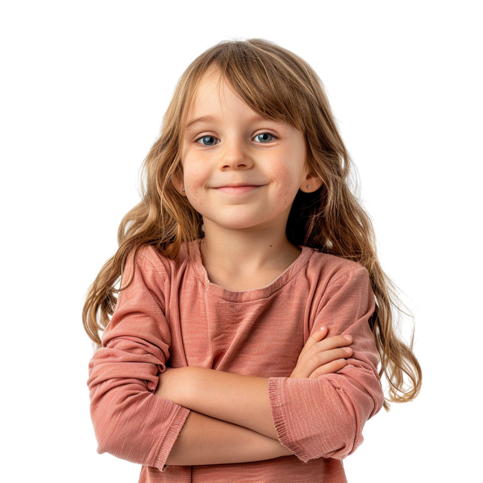 Little happy child kid girl a big smile, isolated on a transparent background png