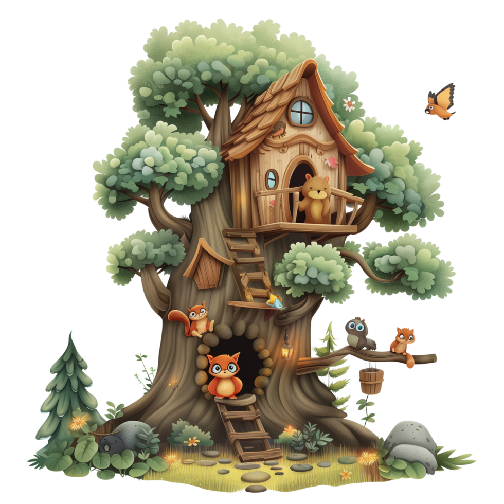 アクリル絵画　“Tree House” Amazon.com: Movstrb Whimsical Treehouse Diamond Painting Set