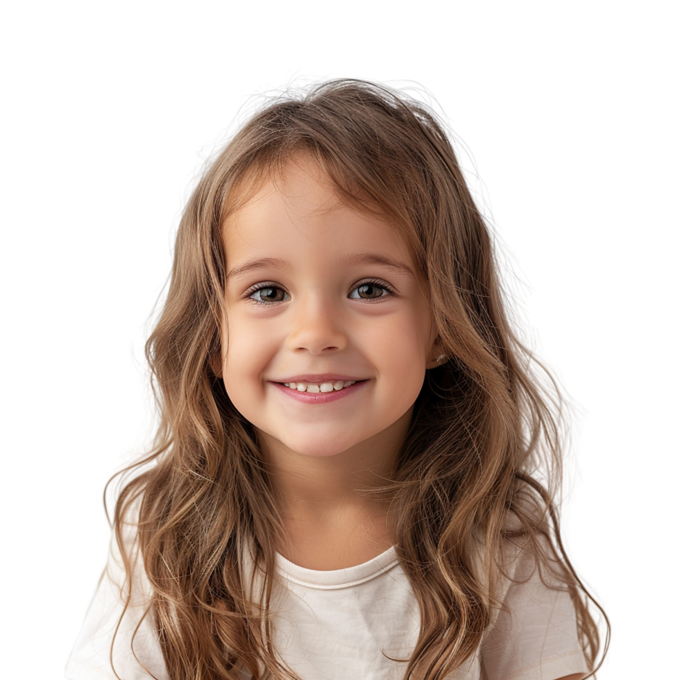 Little happy child kid girl a big smile, isolated on a transparent background png
