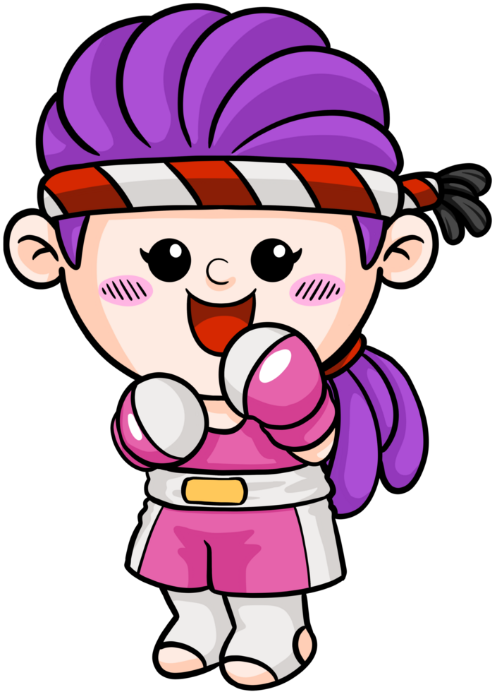 cute cartoon boxer woman sport character illustration png