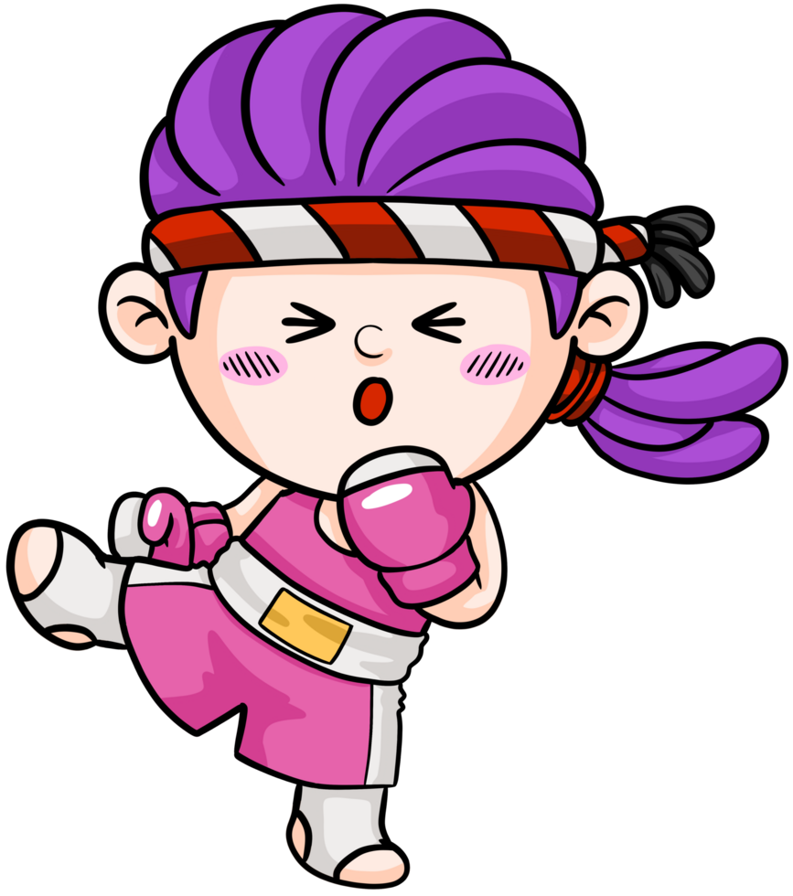 cute cartoon boxer woman sport character illustration png