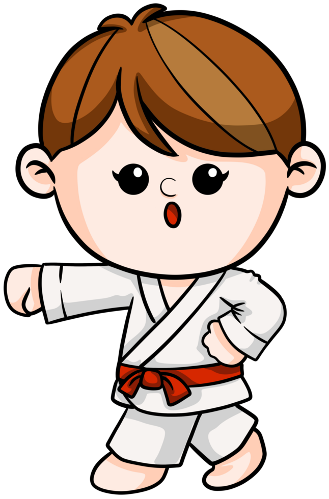 cute cartoon Taekwondo boy sport character illustration png