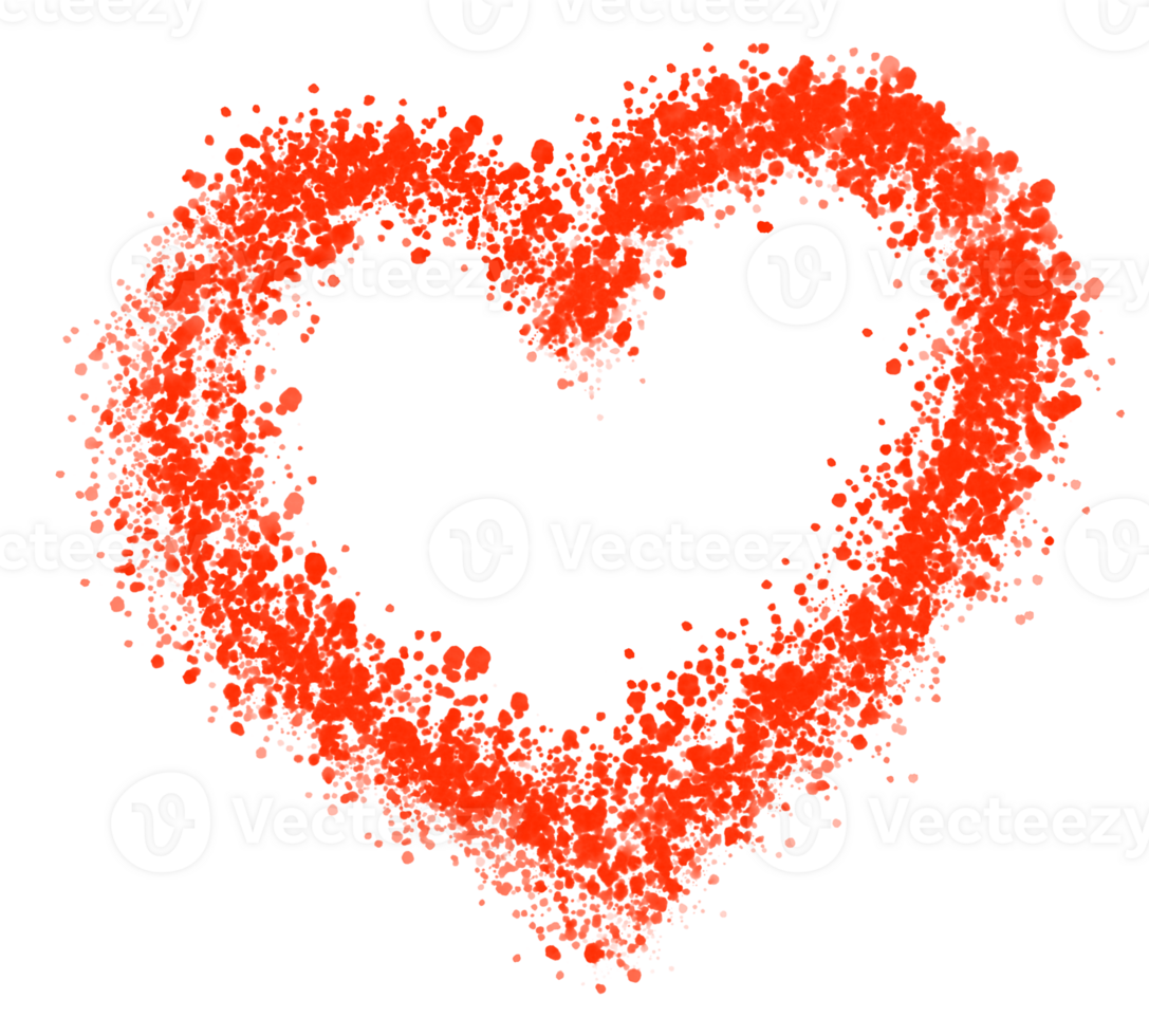 Artistic Splattered heart shape icon symbol isolated on transparent background. Hand painted illustration png