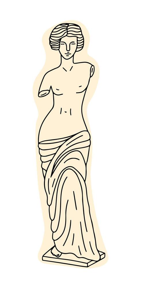 Greek goddess Venus marble statue illustration vector