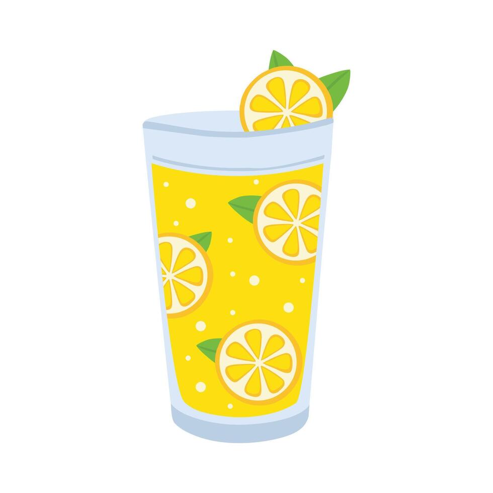 Lemonade in a glass on a white background. illustration vector