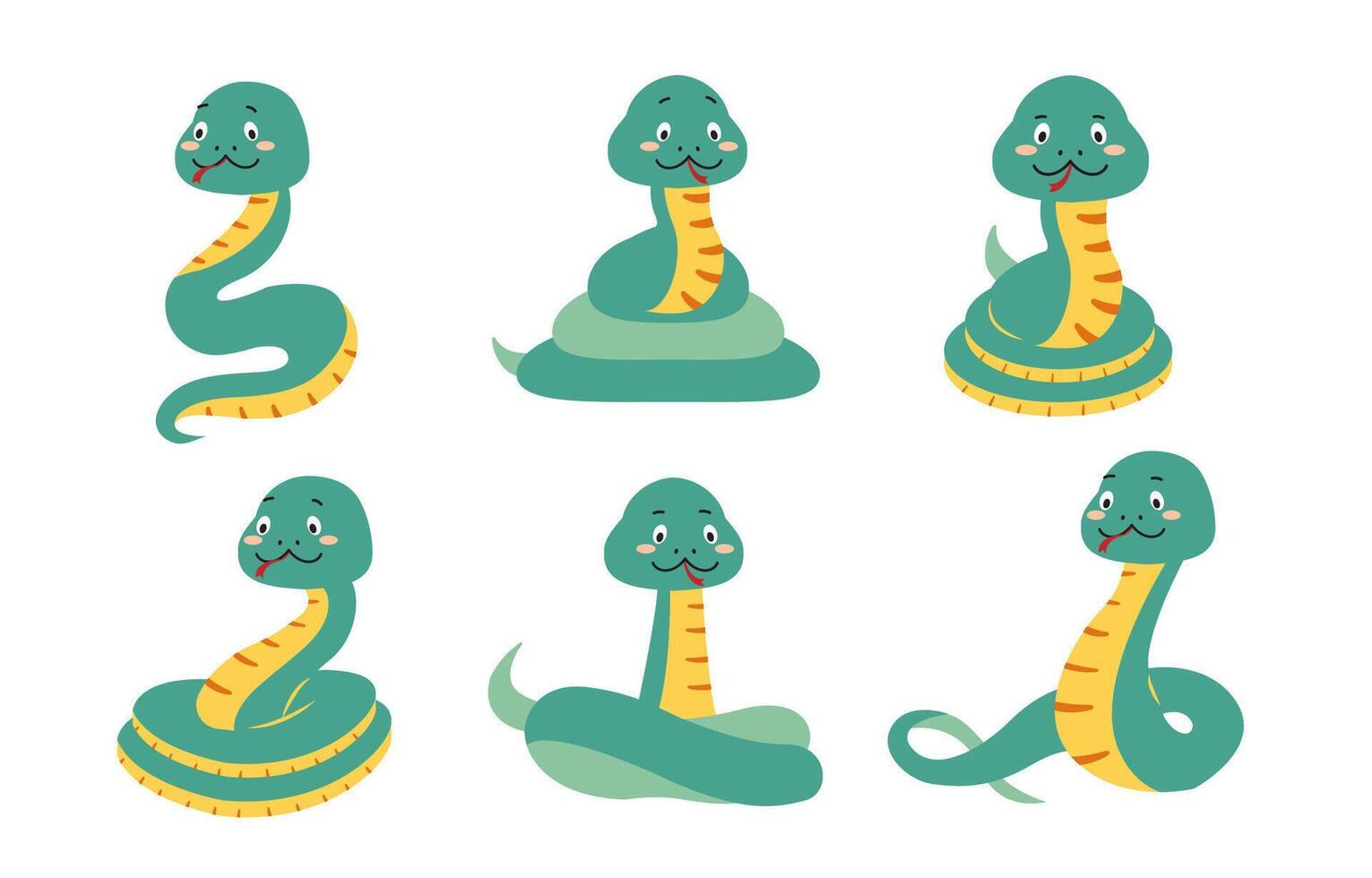 green snake element object for icon,sticker, decoration design vector