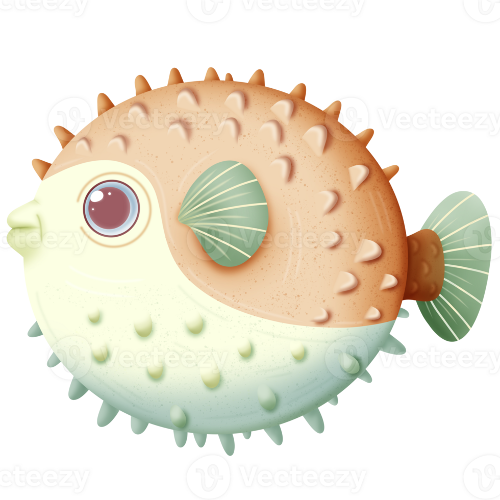 Cute cartoon puffer fish png
