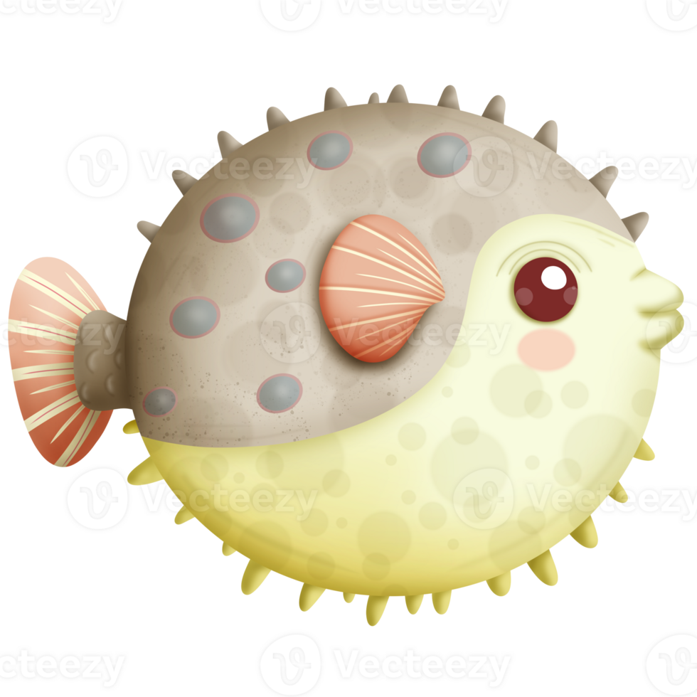 Cute cartoon puffer fish png