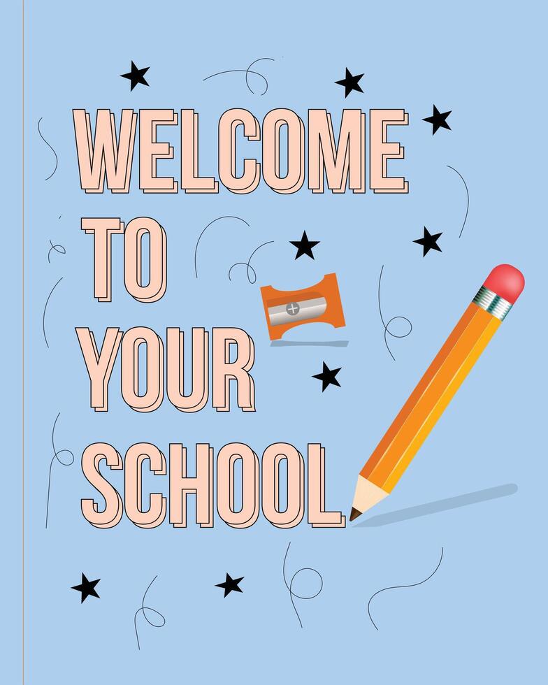 Back to school, education concept, welcome to to your school banner, contemporary illustration. vector