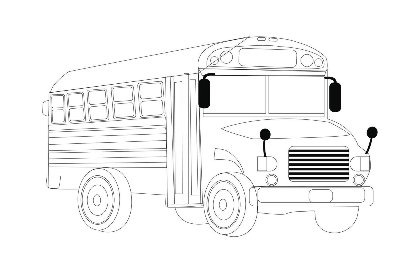 School bus icon, Flat style illustration isolated on white background. vector