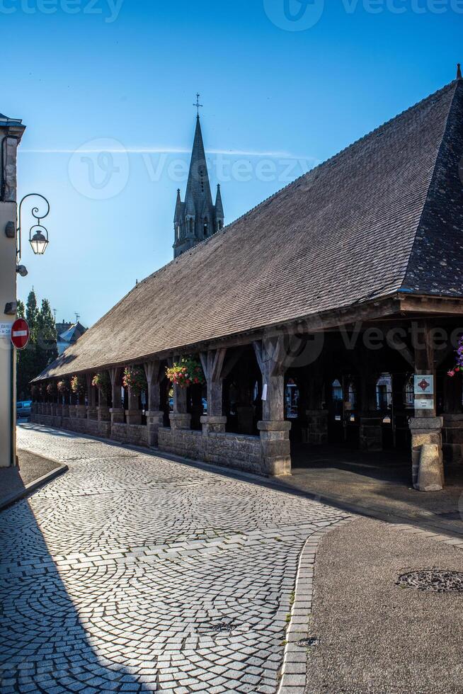 Les Halles Marketplace At Sunset, Questembert, Brittany, France photo