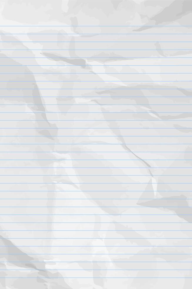 White clean crumpled notebook paper with lines vector