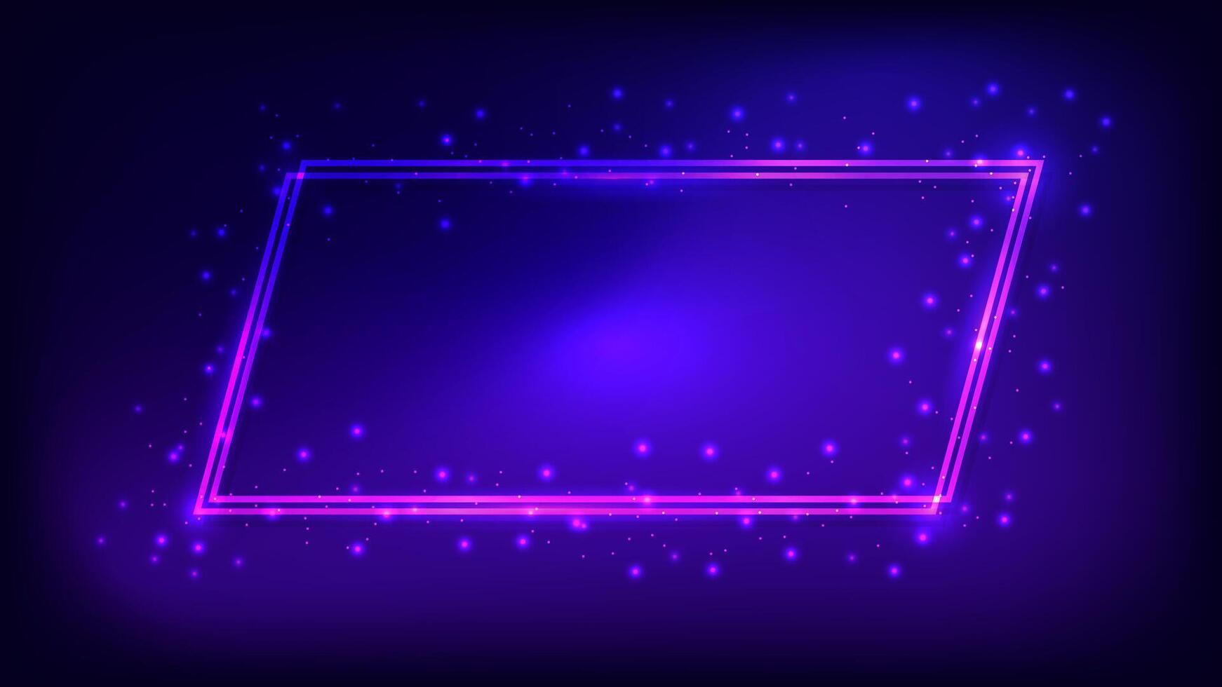 Neon double quadrangle frame vector