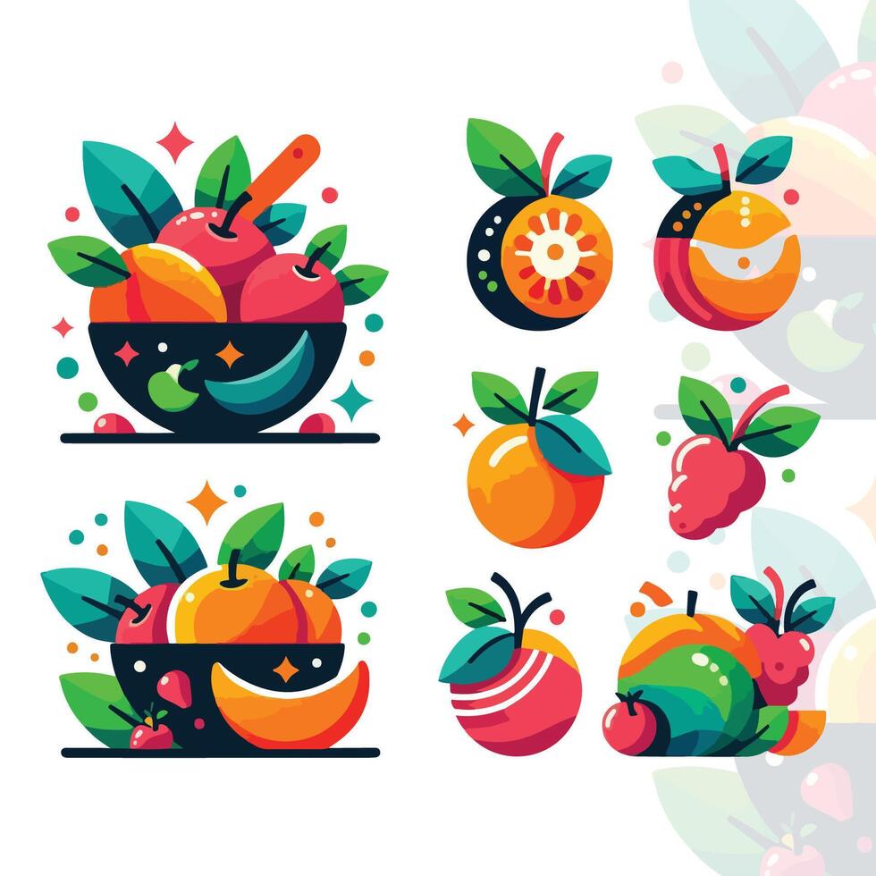 collection of fruit with full colors vector