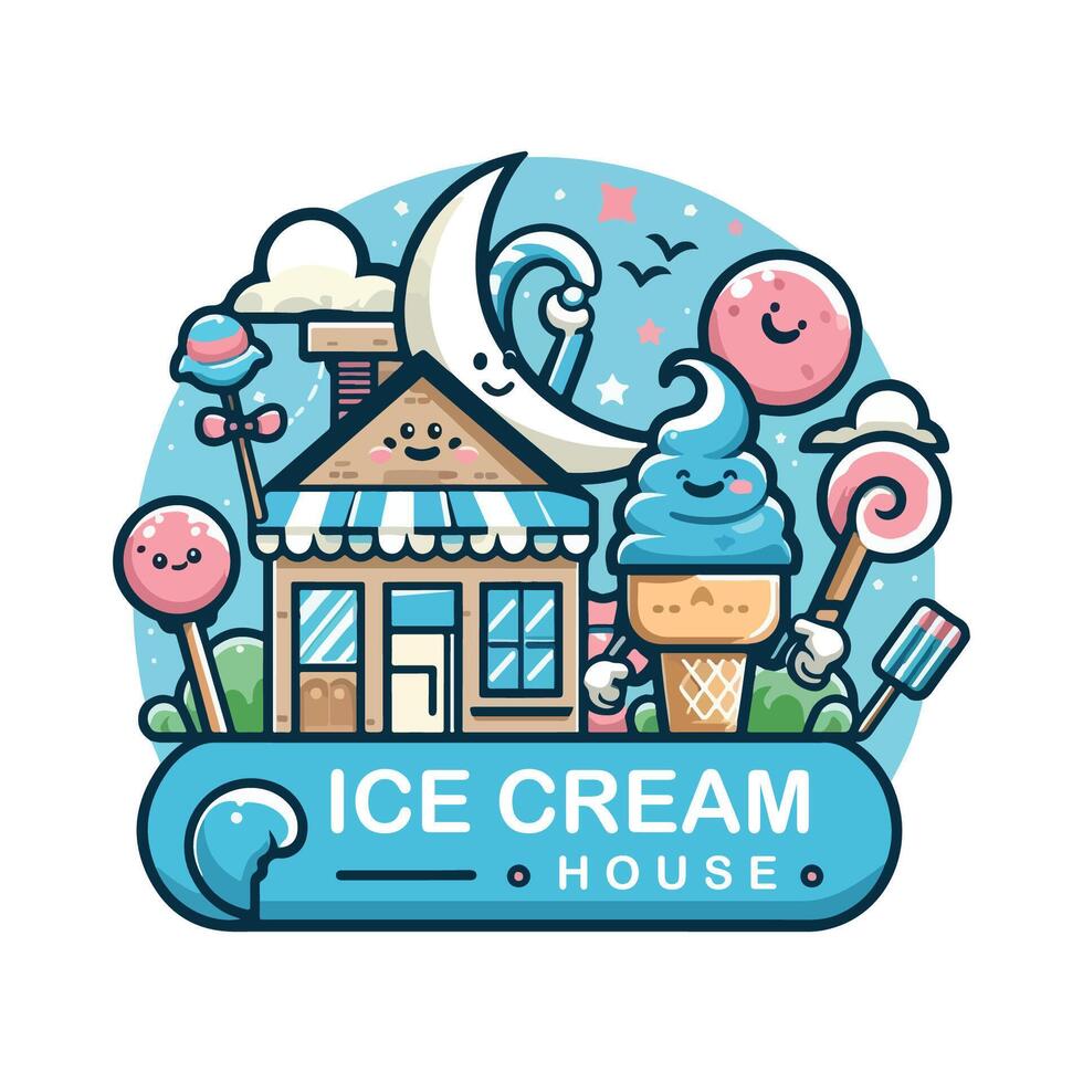 Ice Cream Illustration Cute Style Design vector
