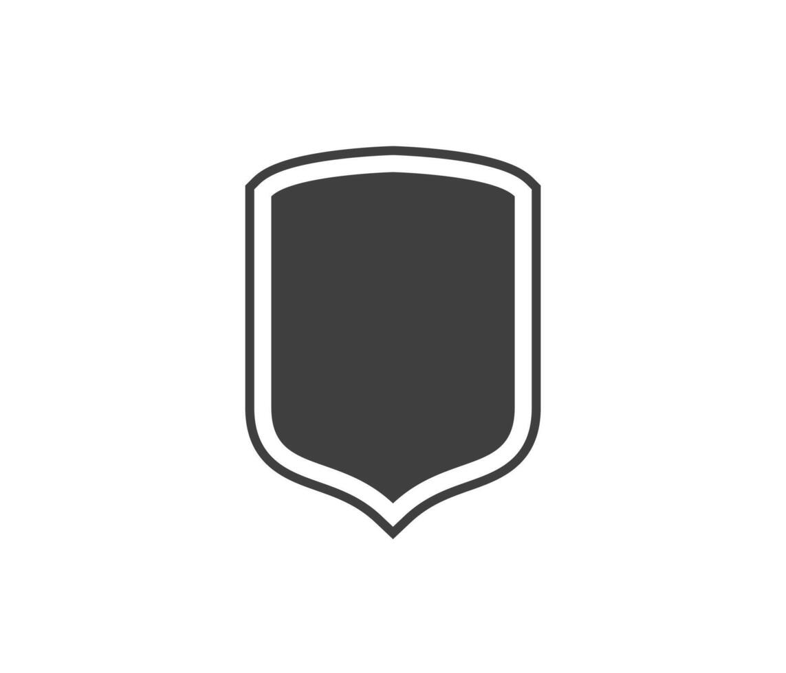 Shield black and white logo. Guarantee, insignia and guard symbol. Security icon vector