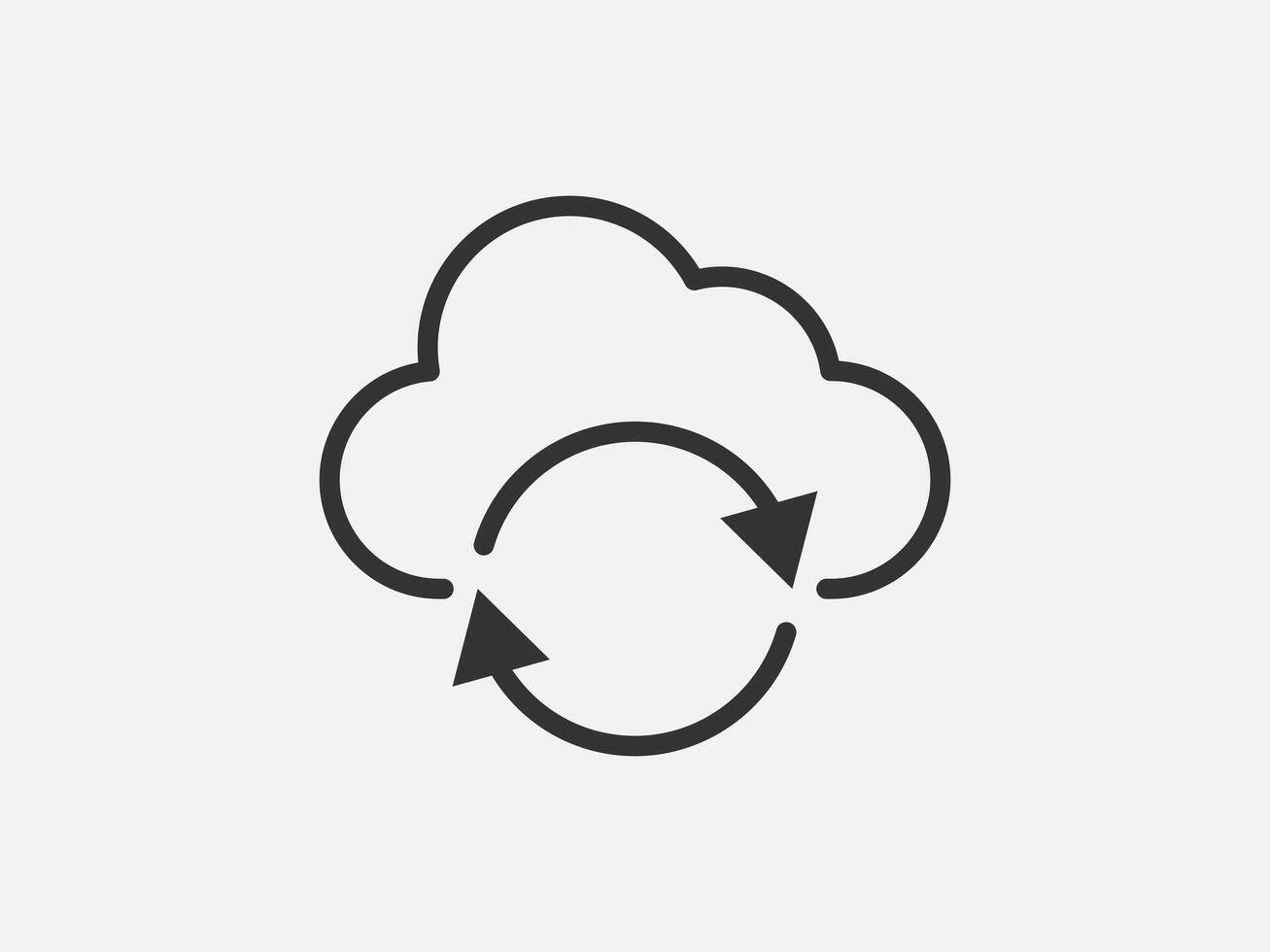 Technology icon cloud computing connection. Big data global server. Line design symbol. vector