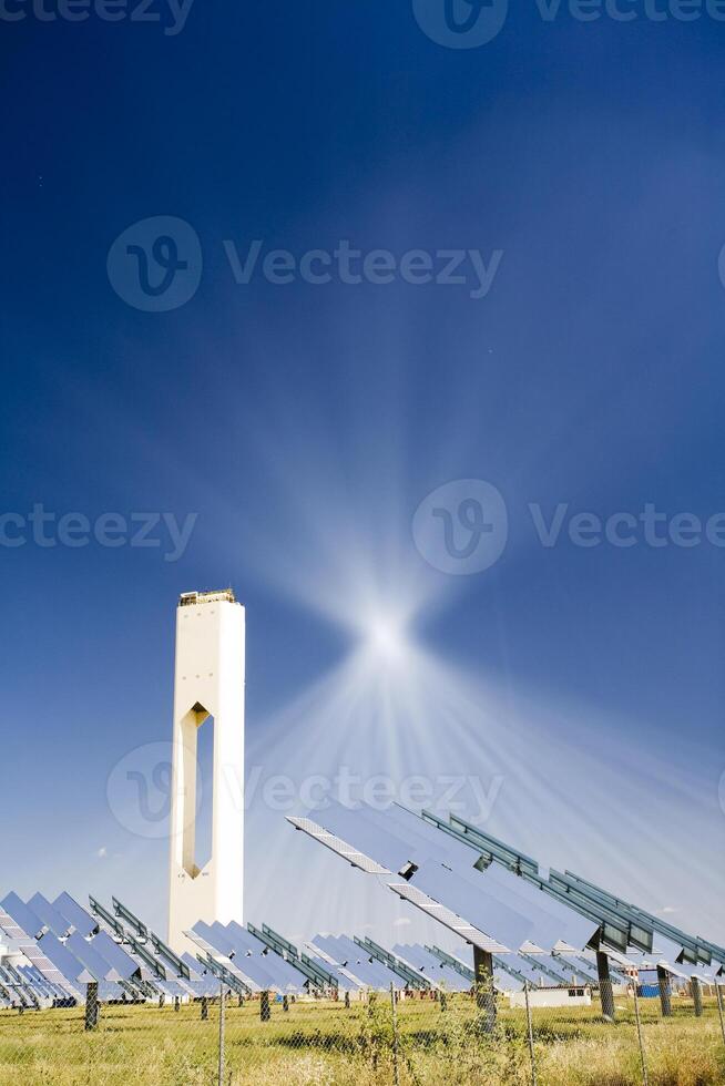 Tower of a solar plant, Seville, Spain photo