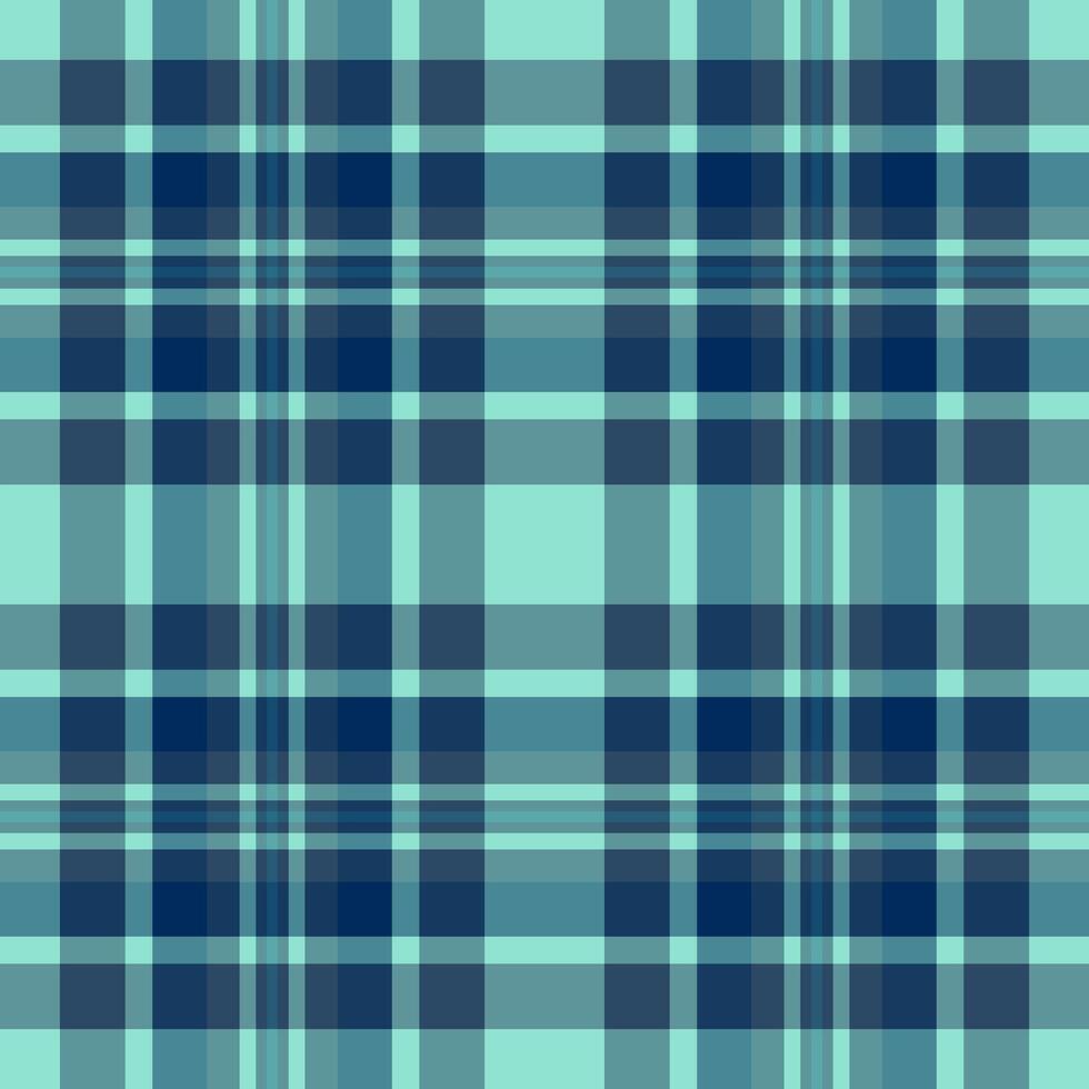 Grunge pattern textile, volume tartan plaid fabric. Deep check background seamless texture in cyan and blue colors. vector