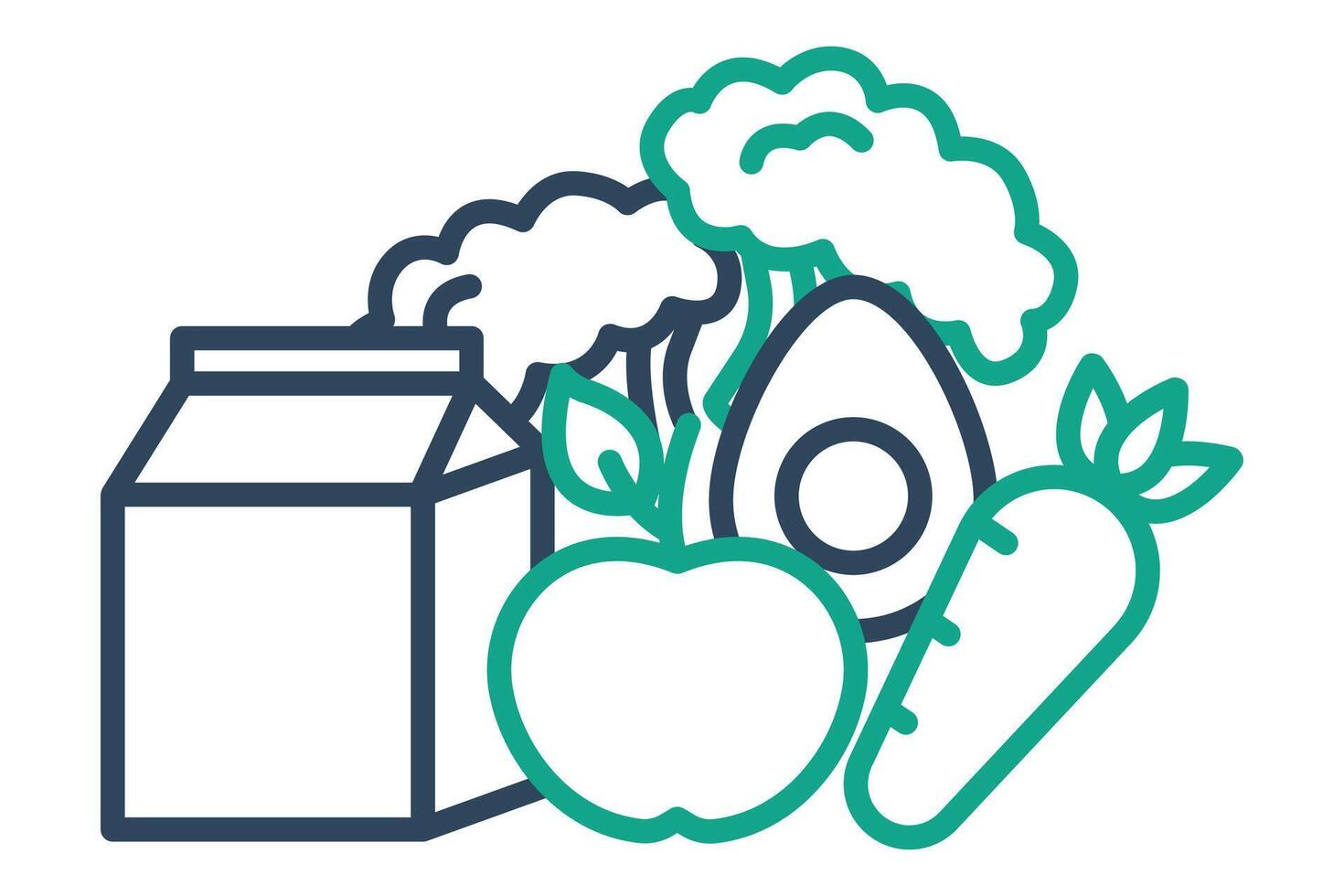 Healthy food icon. broccoli, milk, eggs, apple, carrot. icon related to nutrition. line icon style. nutrition elements illustration vector