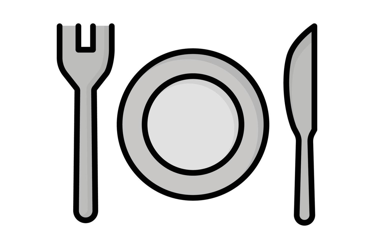 Plate icon. plate with cutlery and dinner knife. icon related to food. colored outline icon style. food elements illustration vector
