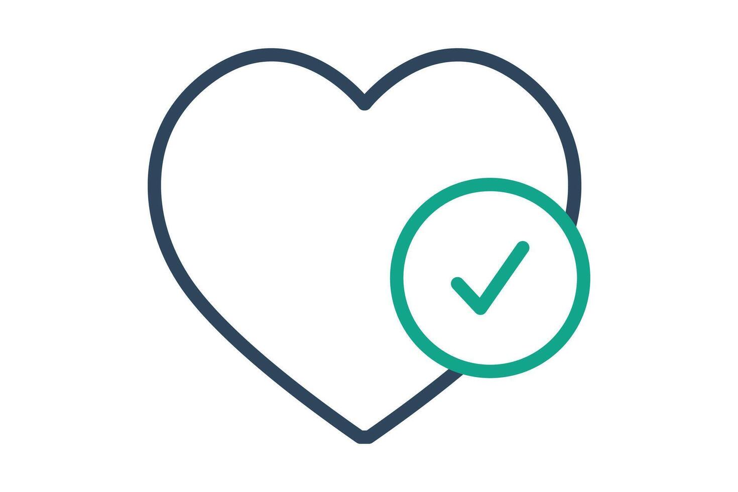 heart health icon. heart with check mark. icon related to monitor heart health. line icon style. health elements illustration vector