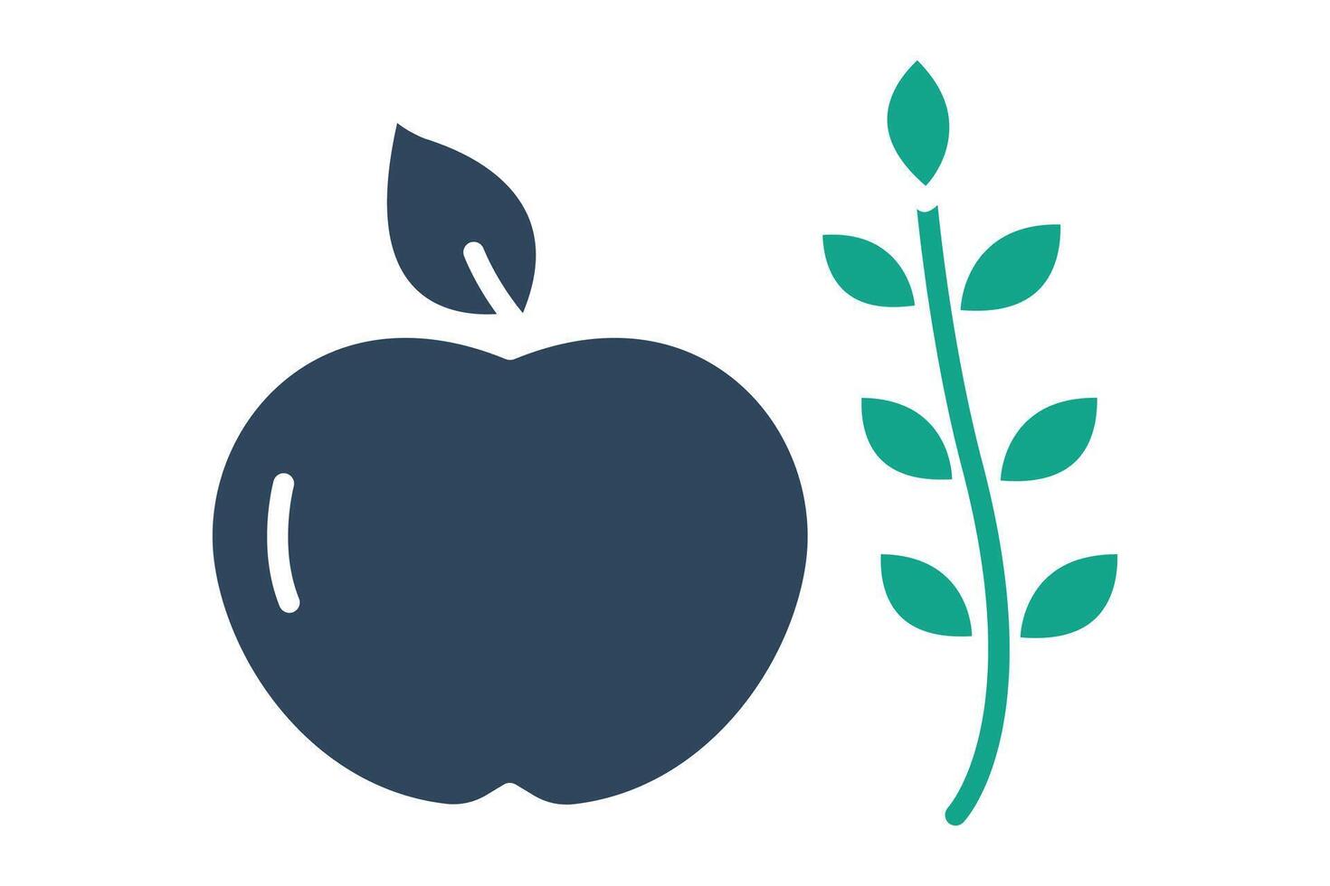 Nutrition icon. apple with wheat. icon related to track. solid icon style. nutrition elements illustration vector