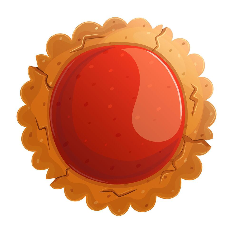 Homemade traditional flower shape crispy cookie with jelly filling. Cartoon sweet bake illustration isolated on white vector