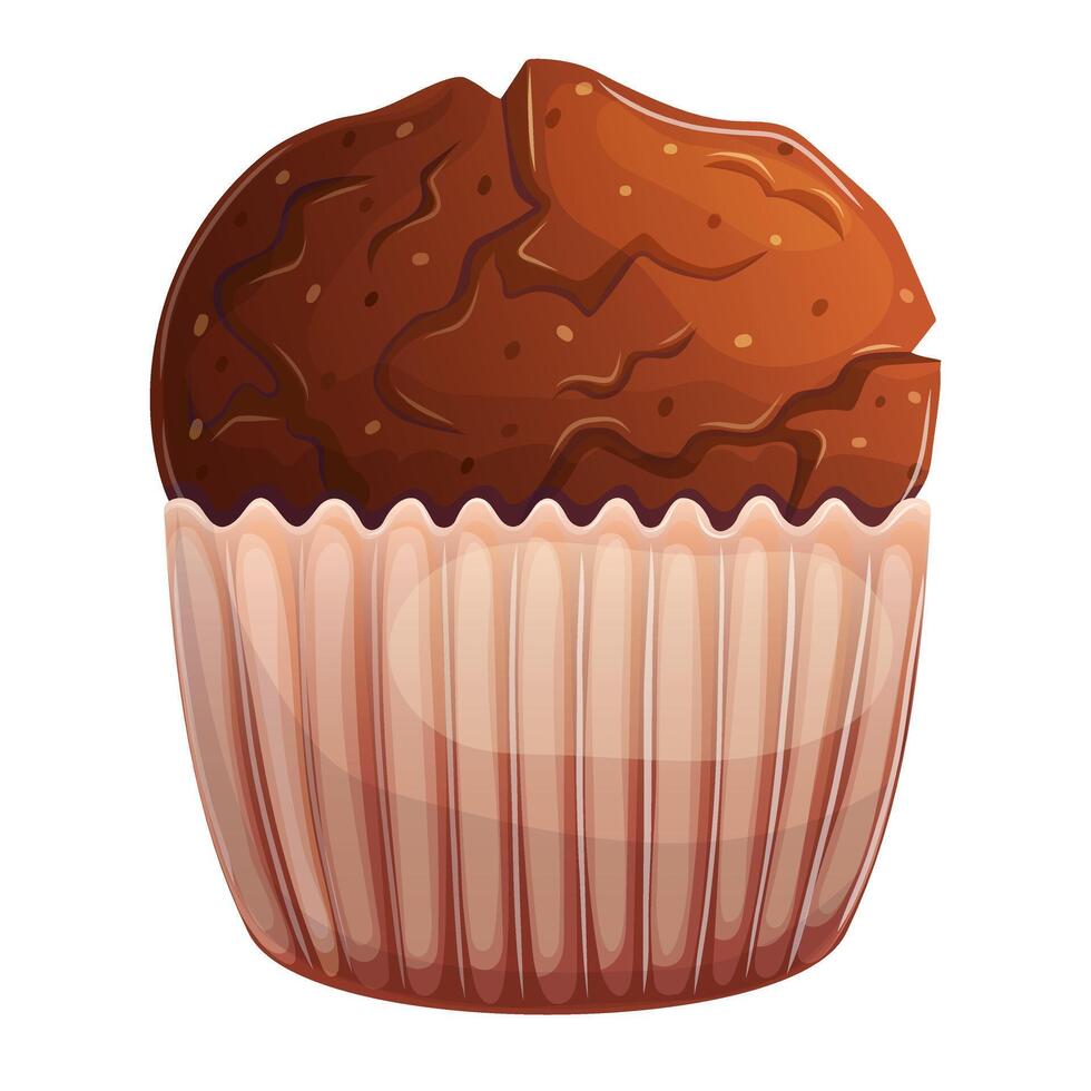 Chocolate muffin isolated on white. Sweet bakery design element. Tasty sweet pastry cartoon illustration vector