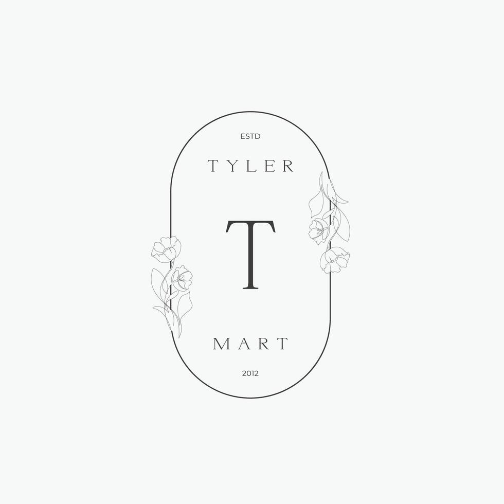 T letter logo with a creative floral concept for company business beauty real estate premium vector