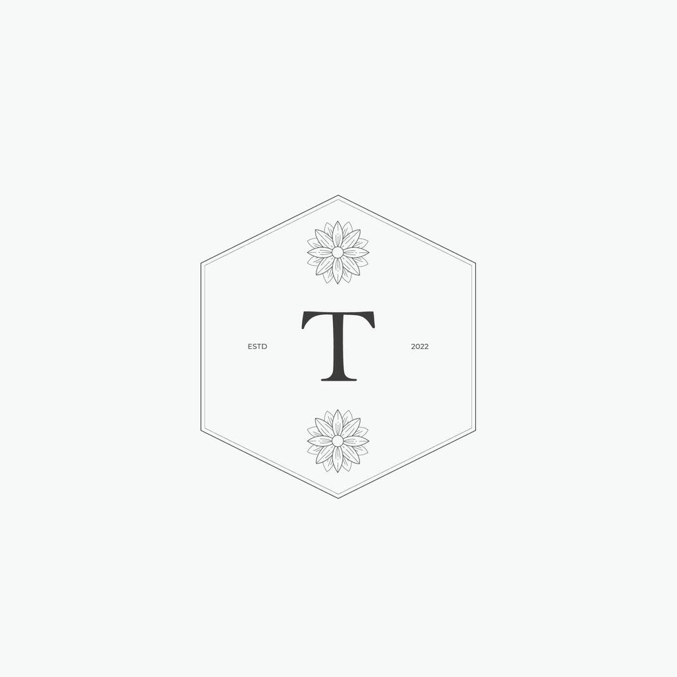 T letter logo with a creative floral concept for company business beauty real estate premium vector