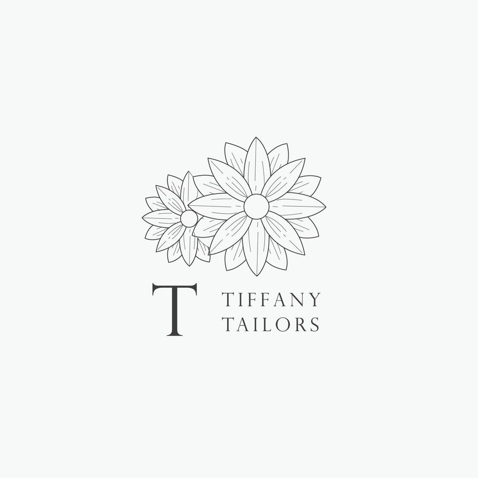 T letter logo with a creative floral concept for company business beauty real estate premium vector