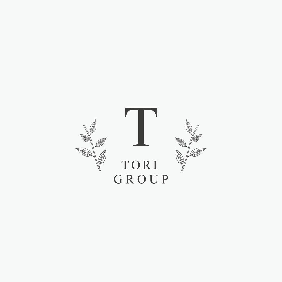 T letter logo with a creative floral concept for company business beauty real estate premium vector