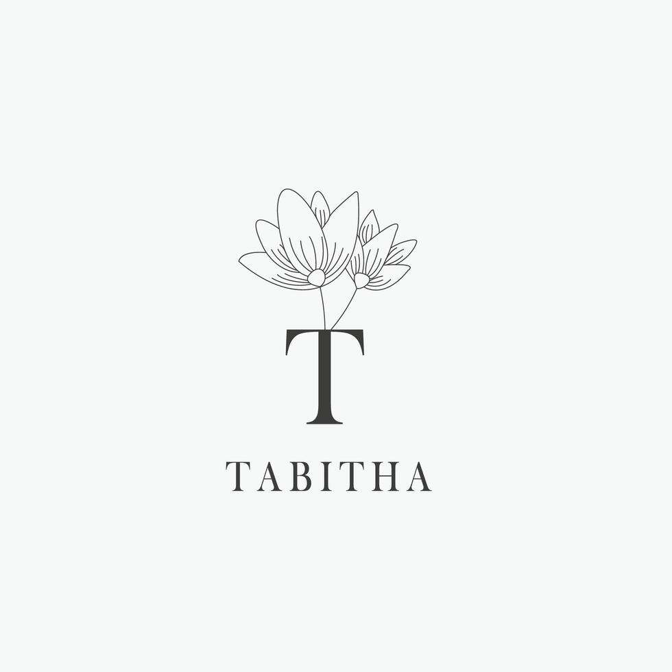 T letter logo with a creative floral concept for company business beauty real estate premium vector