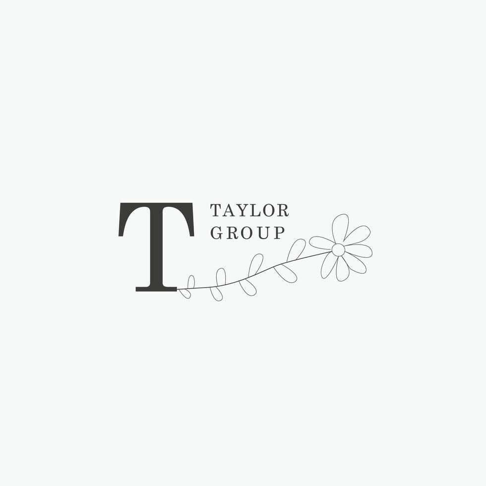 T letter logo with a creative floral concept for company business beauty real estate premium vector