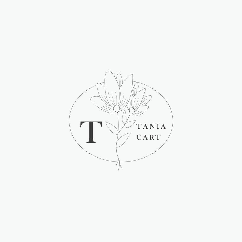 T letter logo with a creative floral concept for company business beauty real estate premium vector