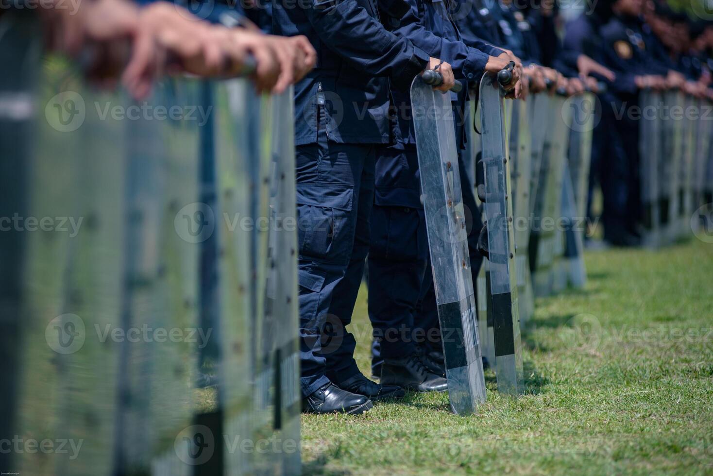 Riot police control the crowd.. photo
